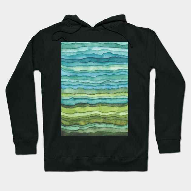 Blue and Green Waves Hoodie by Cordata